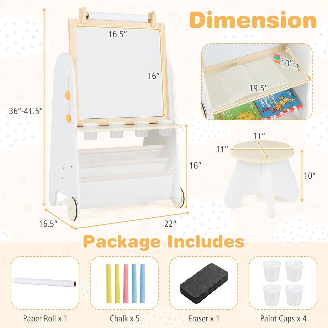 4-in-1 Toddler Activity Table Set with Magnetic Whiteboard and Chalk Board