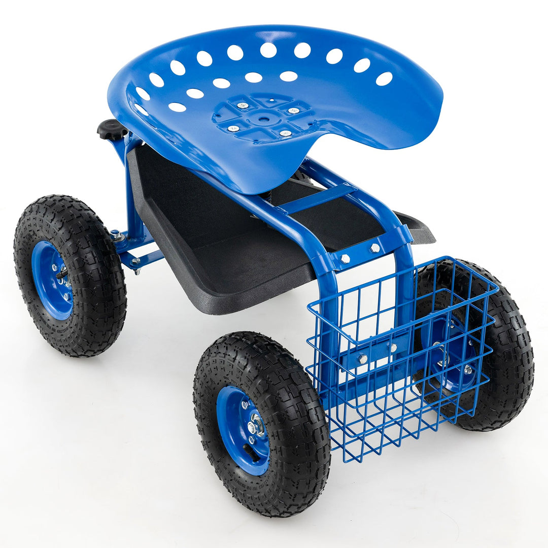4-Wheel Rolling Garden Cart Work Seat