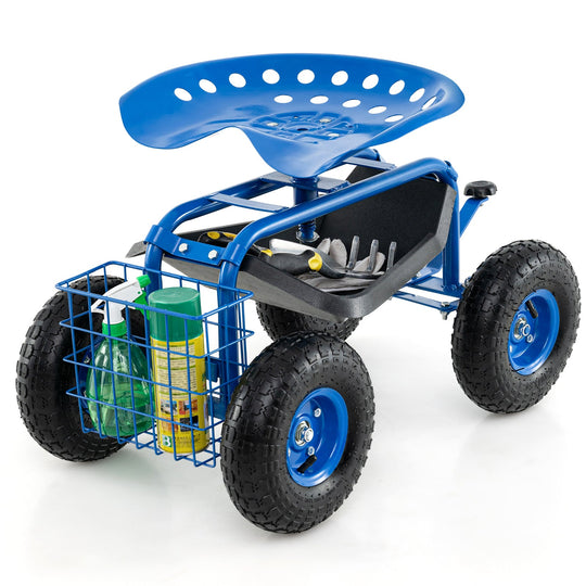 4-Wheel Rolling Garden Cart Work Seat