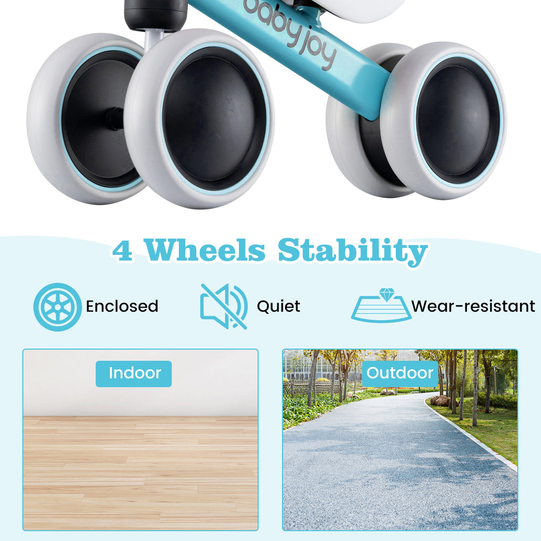 Baby Balance Bike for 2 Years Old Boys Girls No Pedal 4 Wheels-Blue