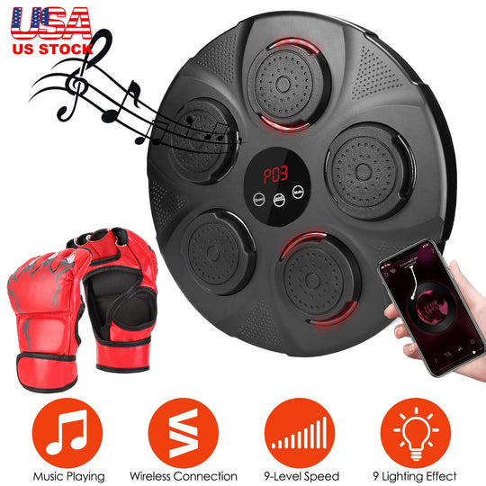 Music Boxing Machine Electronic Wall Target Punching Pad LED Lighted Sandbag Boxing Training Machine Exercise Equipment with Half Finger Adult Boxing
