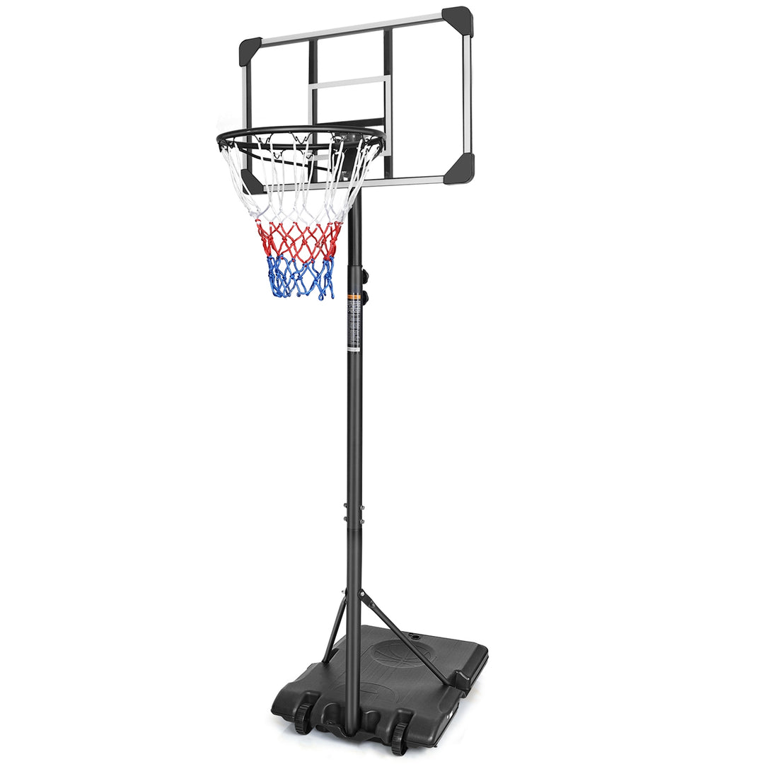 Portable Kids Basketball Hoop with Wheels, Height Adjustable 5.6 to 7ft Basketball Goal System Indoor Outdoor for Kids T