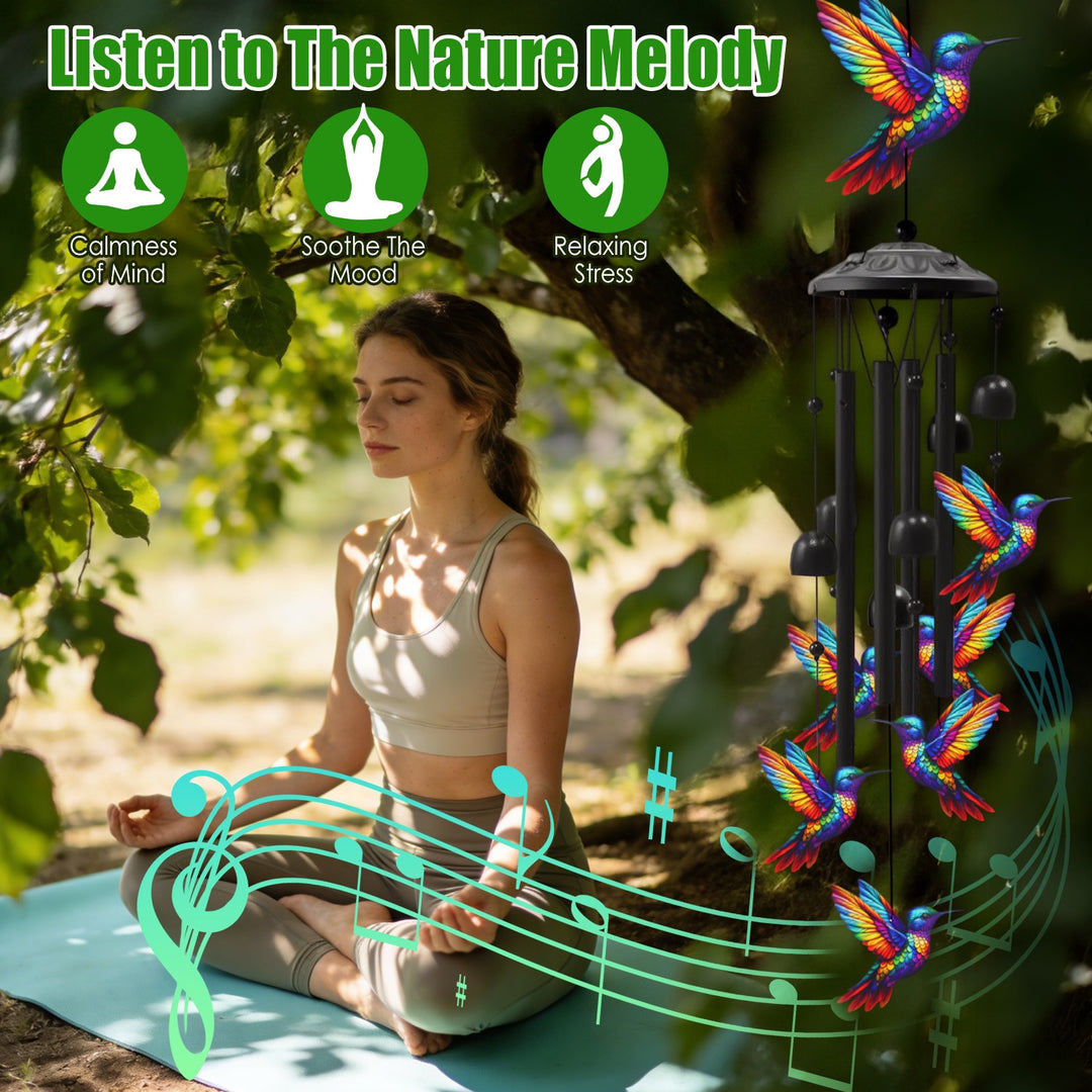 Metal Wind Chimes with Aluminum Tubes - Butterfly & Hummingbird