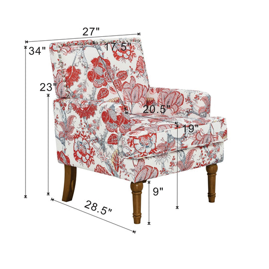 Floral Upholstered Accent Chair with Nailhead Trim