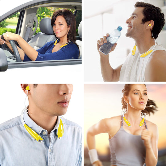 KOCASO Wireless Sports Stereo Hands Free Headset for Phone and Tablet in Yellow