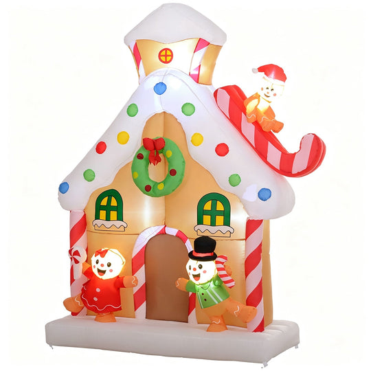 Inflatable Gingerbread House Christmas Decoration 7.2FT with LED Lights