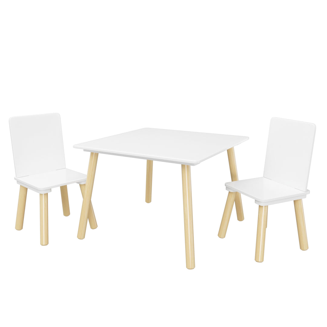 3-Piece Kids Wooden Table and Chair Set, Rabbit Ear Themed Toddler Activity Play Table with 2 Chairs, Solid Wood & MDF C