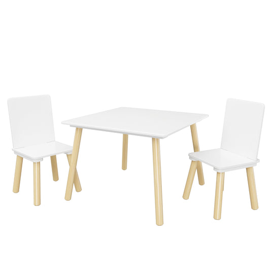3-Piece Kids Wooden Table and Chair Set, Rabbit Ear Themed Toddler Activity Play Table with 2 Chairs, Solid Wood & MDF C