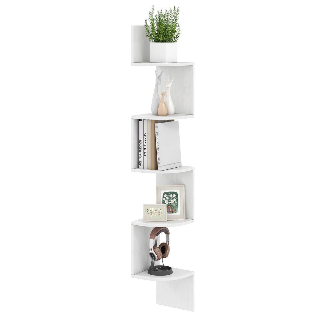 5-Tier Corner Shelf Floating Bookshelf Wall Mounted Storage Organizer