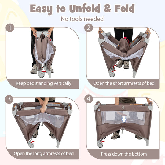 5-in-1 Portable Pack and Play with Diaper Changing Table