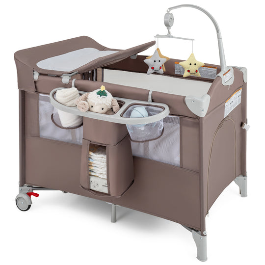 5-in-1 Portable Pack and Play with Diaper Changing Table