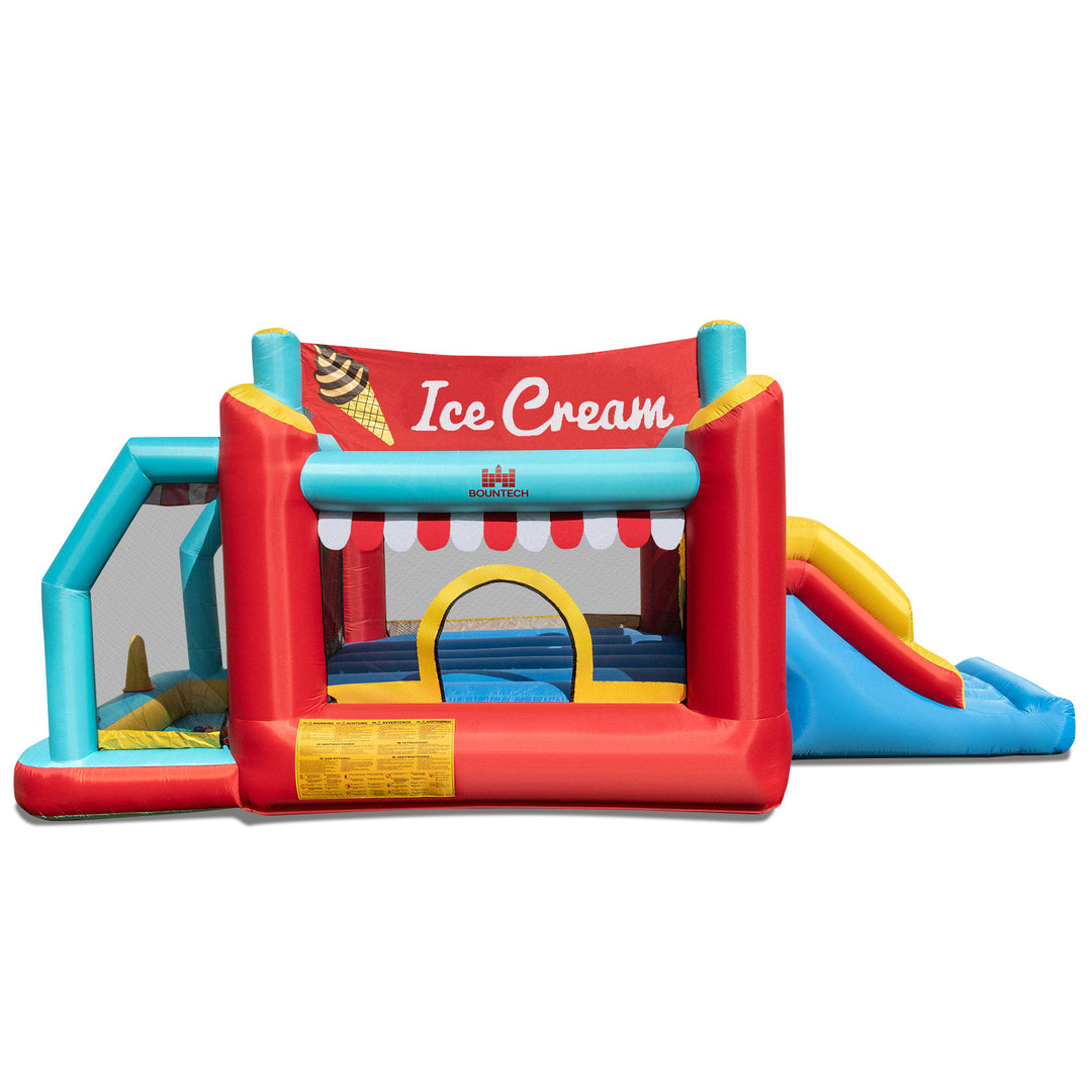 5-in-1 Ice Cream Inflatable Bounce House with Ball Pit and Slide without Blower