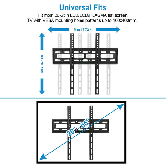 TV Wall Mount Bracket for 26-65in LED/LCD/PLASMA Flat TV VESA 400x400mm