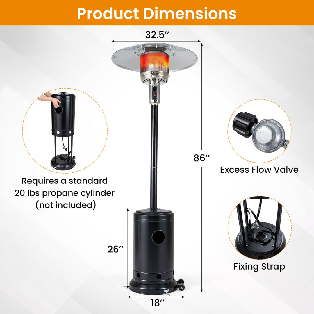 50 000 BTU Patio Propane Gas Heater with Stainless Steel Burner