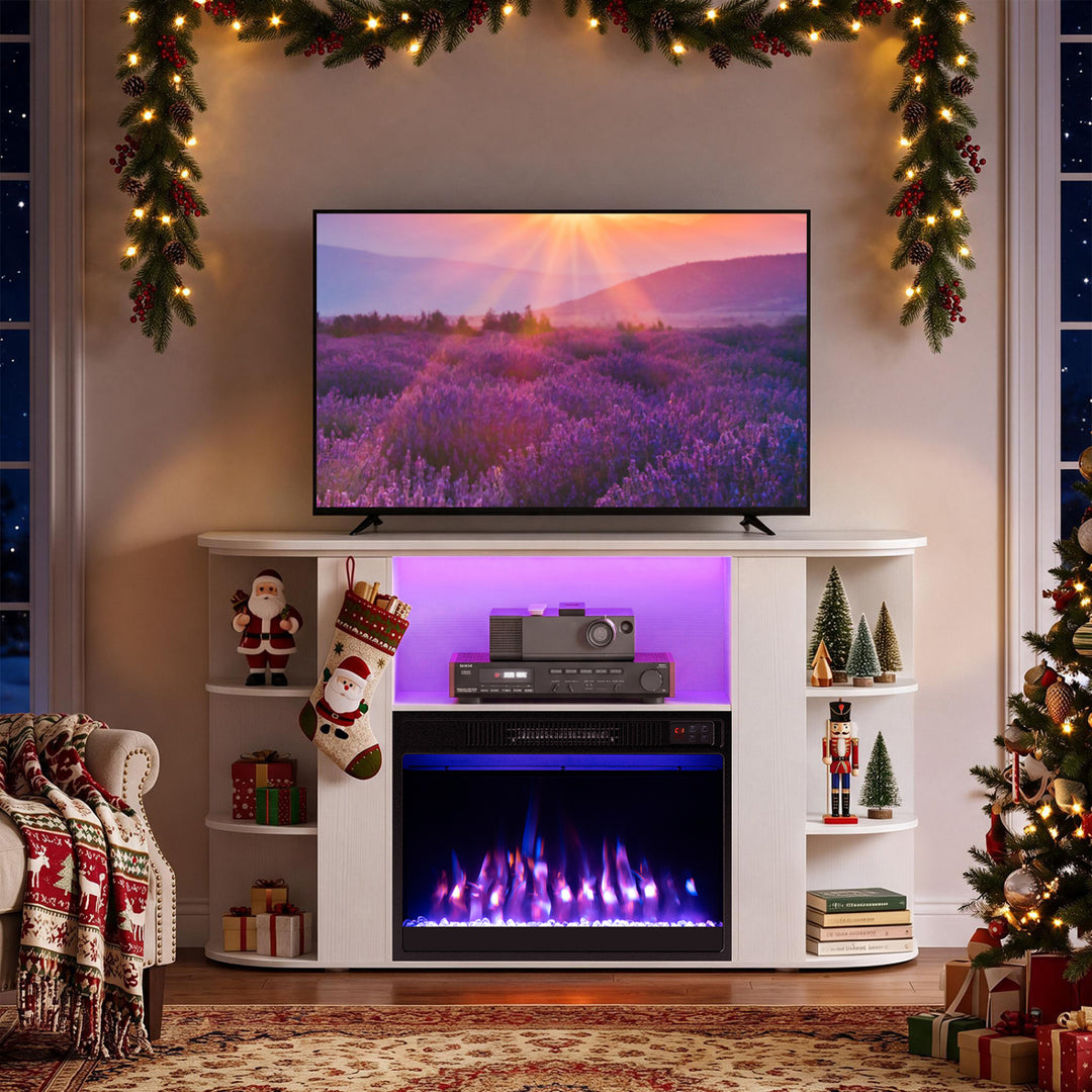 50” Fireplace TV Stand with RGB Lights and 23” Electric Fireplace for Living Room