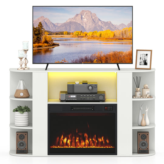 50” Fireplace TV Stand with RGB Lights and 23” Electric Fireplace for Living Room