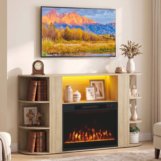 50” Fireplace TV Stand with RGB Lights and 23” Electric Fireplace for Living Room