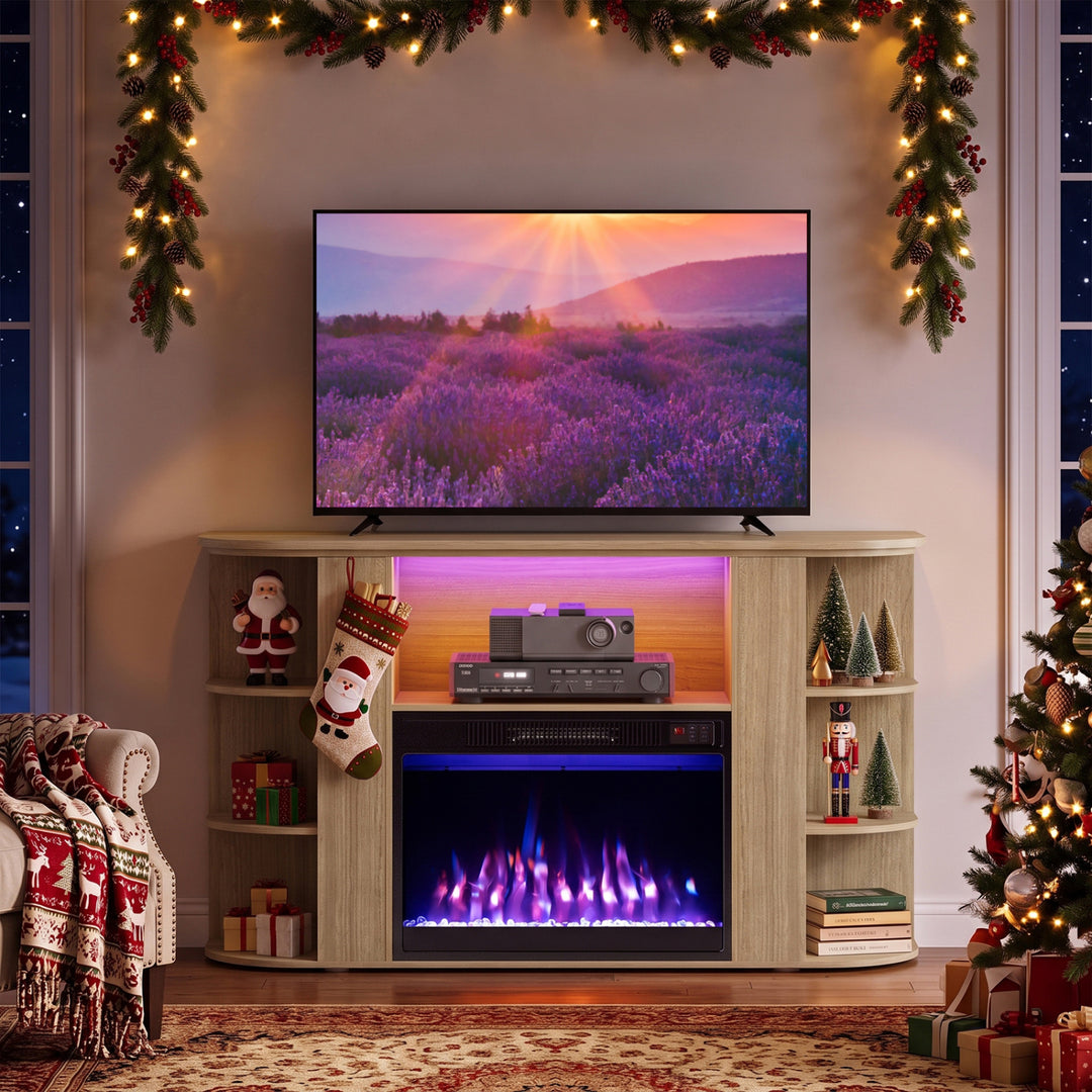 50” Fireplace TV Stand with RGB Lights and 23” Electric Fireplace for Living Room