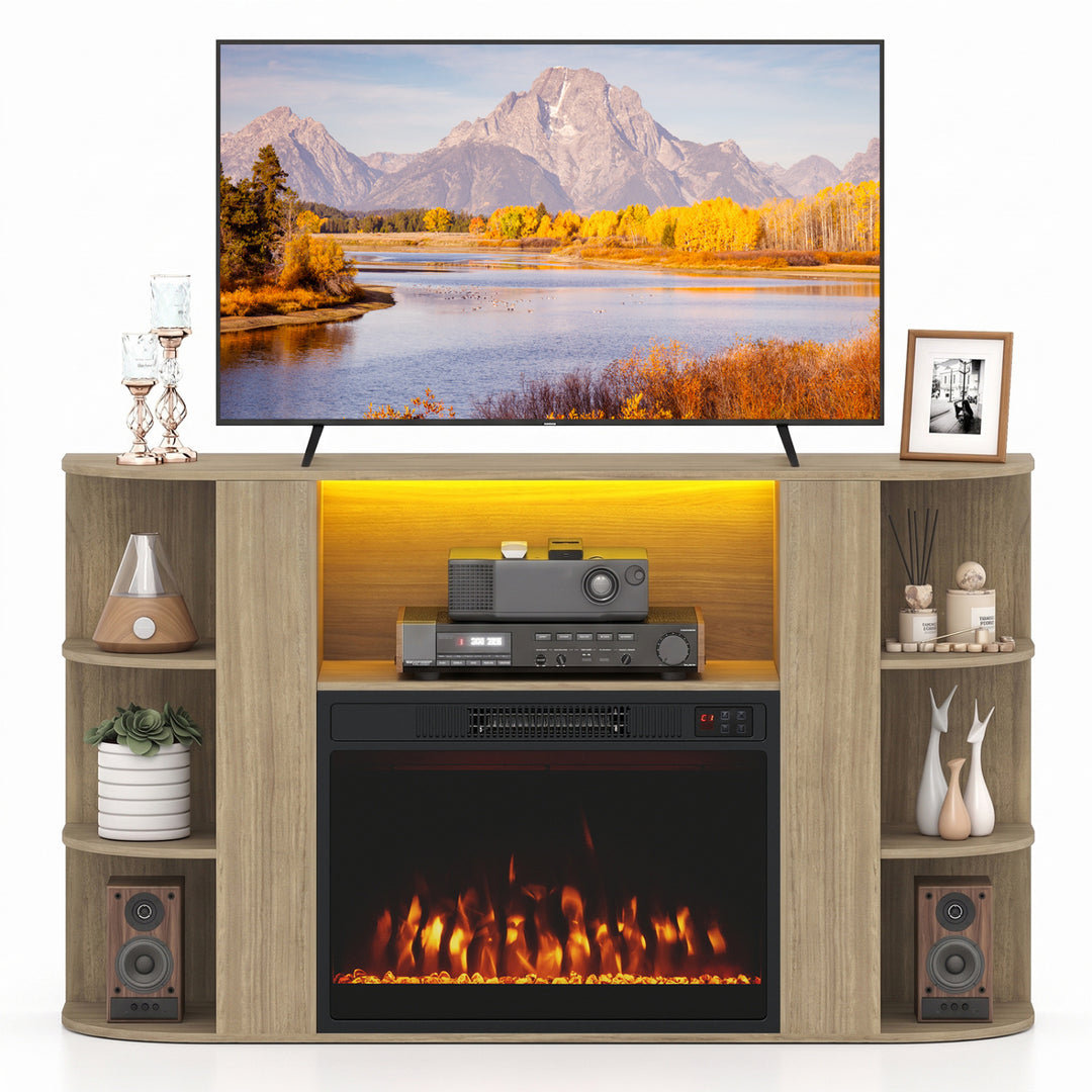 50” Fireplace TV Stand with RGB Lights and 23” Electric Fireplace for Living Room