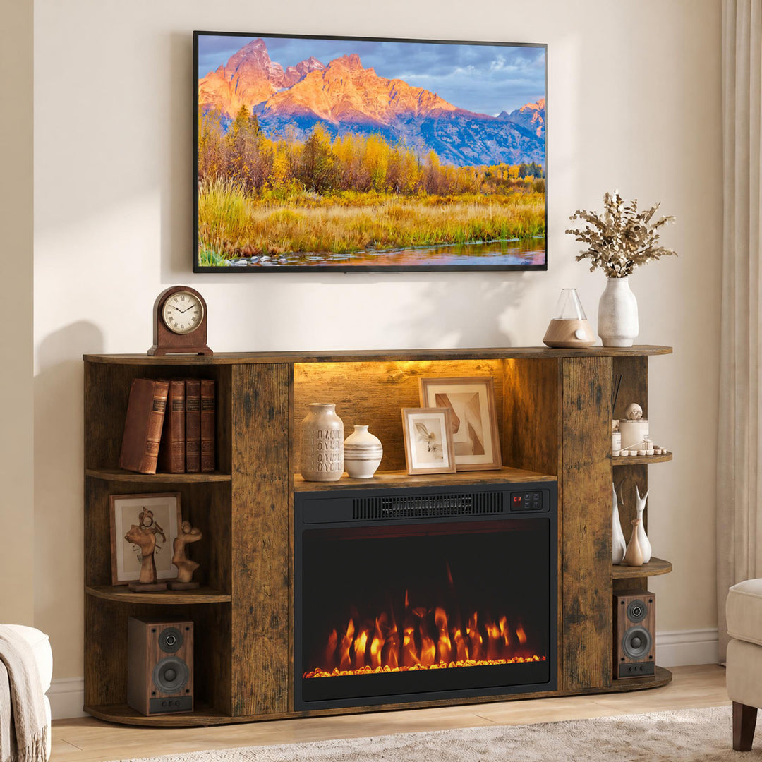 50” Fireplace TV Stand with RGB Lights and 23” Electric Fireplace for Living Room