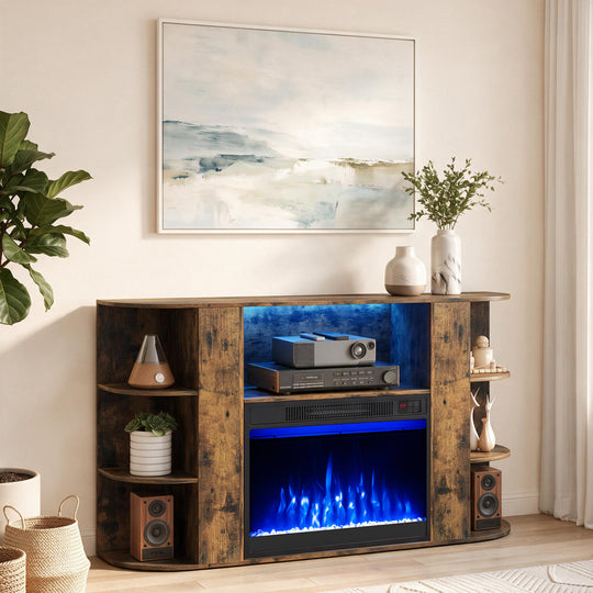 50” Fireplace TV Stand with RGB Lights and 23” Electric Fireplace for Living Room