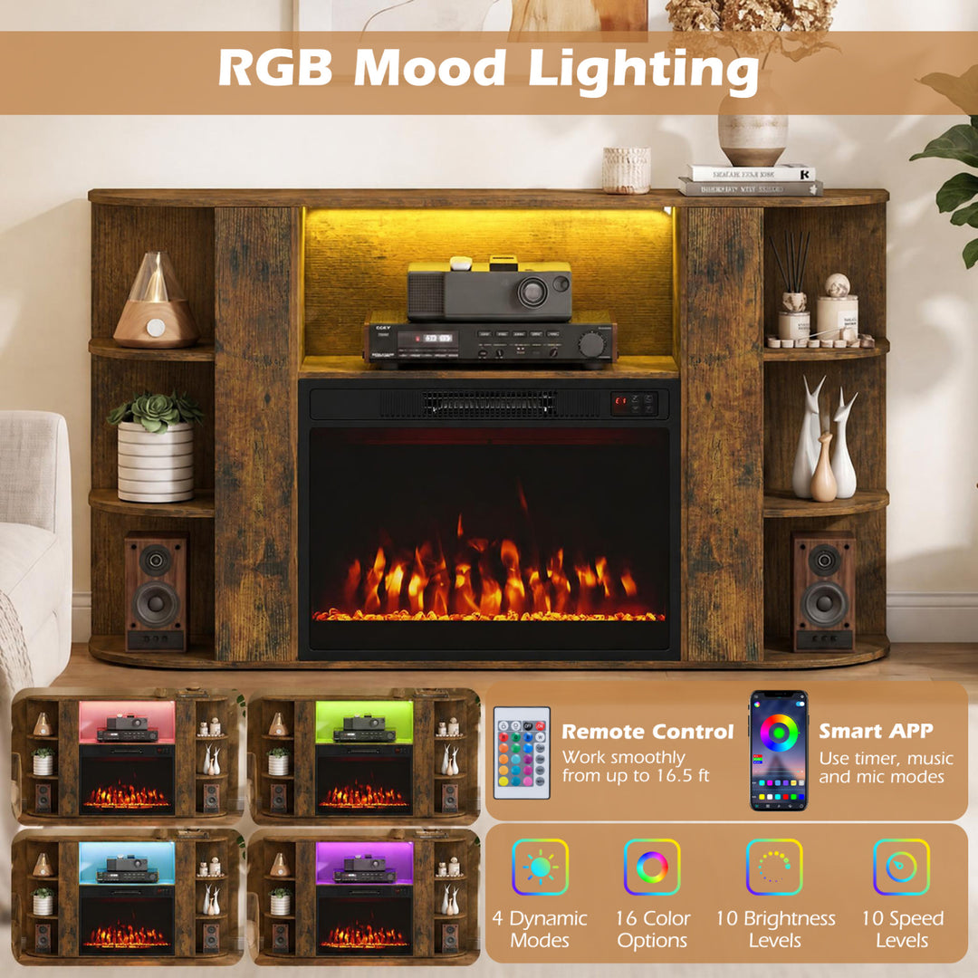 50” Fireplace TV Stand with RGB Lights and 23” Electric Fireplace for Living Room