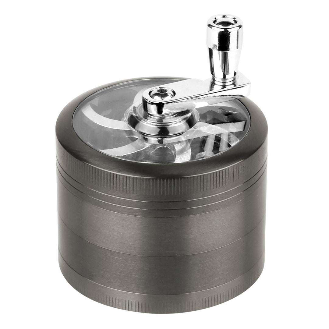 Herb Spice Tobacco Grinder 2.5-inch 4-Piece Zinc Alloy Hand Crank Crusher Kitchen Mill with Pollen Scraper