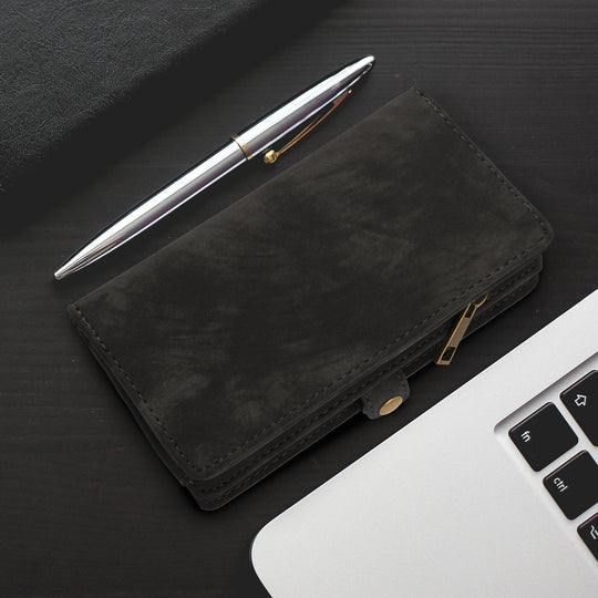 Phone Wallet Case For iPhone 8 Plus Portable Wallet Case 2 in 1 Leather Zipper Magnetic Detachable 15 Card Slots Money Pocket Clutch Cover W/ID Widows