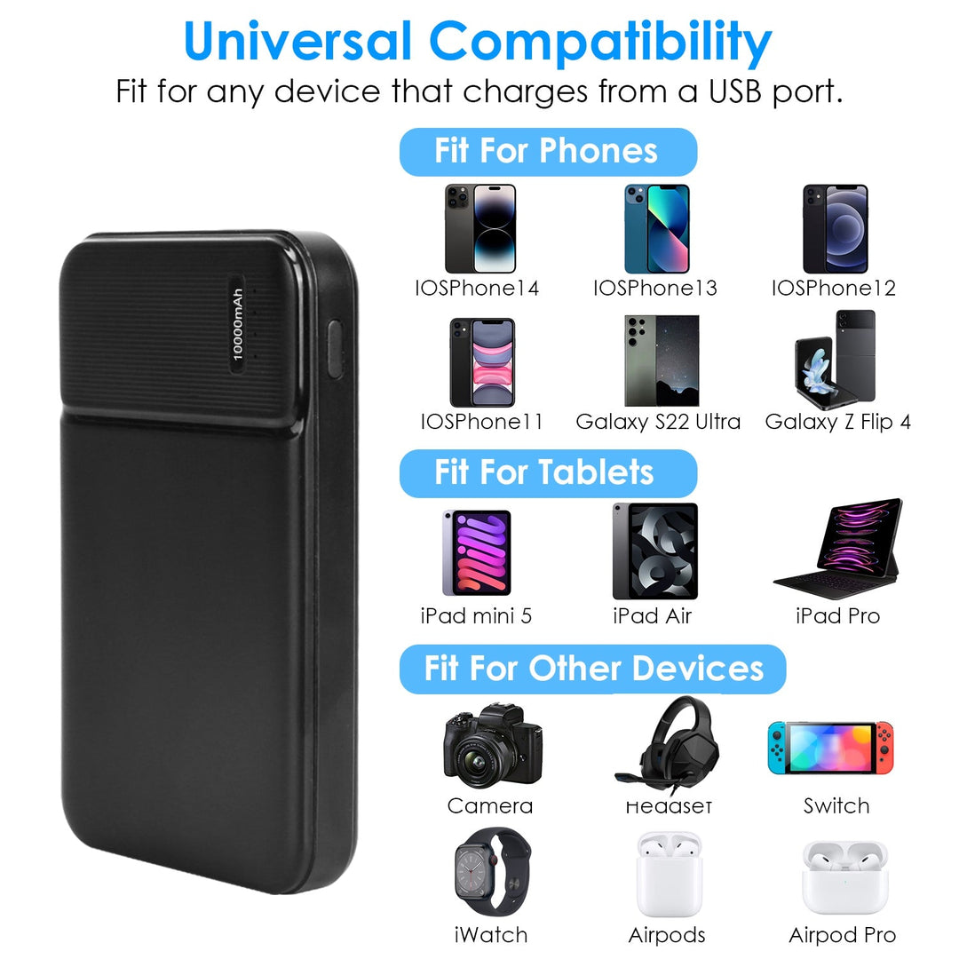 10000mAh Fast Charging Power Bank PD18W Fast Charger Portable Phone Charger with 1 USB Cable Fit For IOS Phone 15 14 13 And More