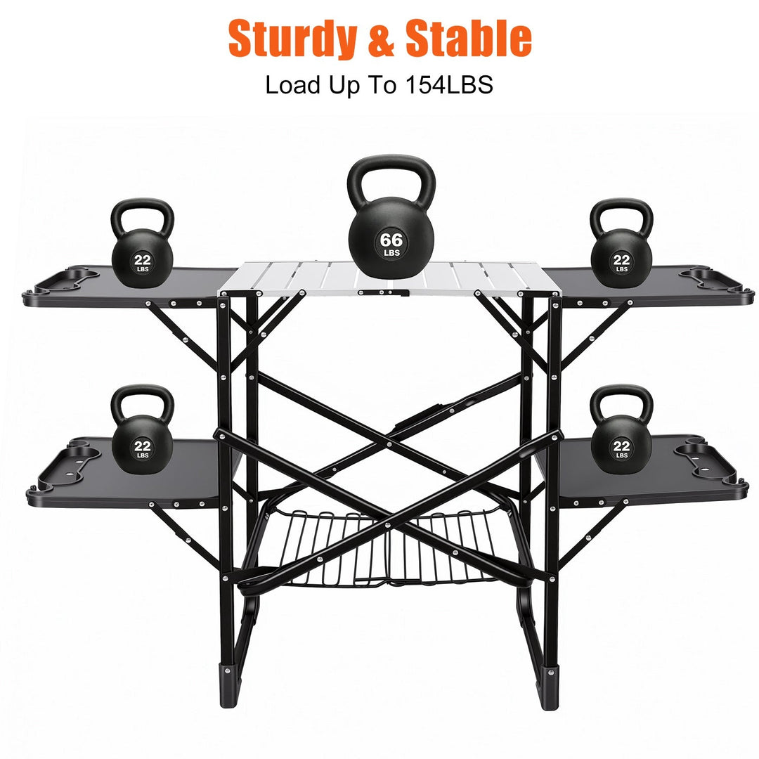 Folding Camping Kitchen Table with Heat-Resistant Top