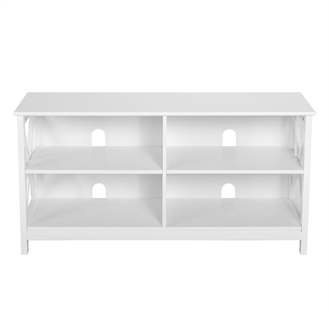 Wooden TV Stand Entertainment for TVs up to 55 Inch with X-Shaped Frame