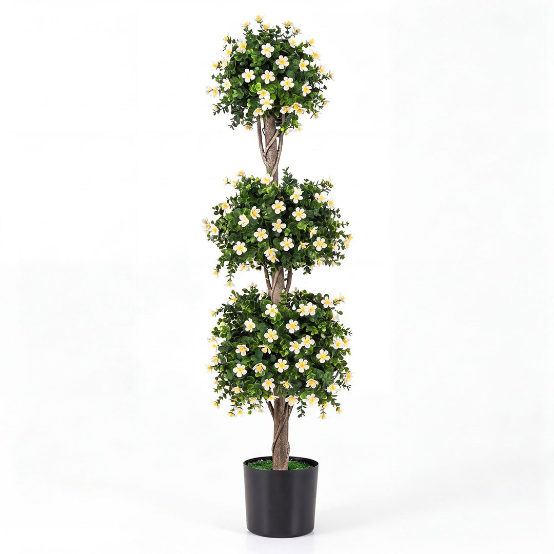 51" Artificial Topiary Tree with 3 Topiary Balls Sun-Resistant Fake Bushes