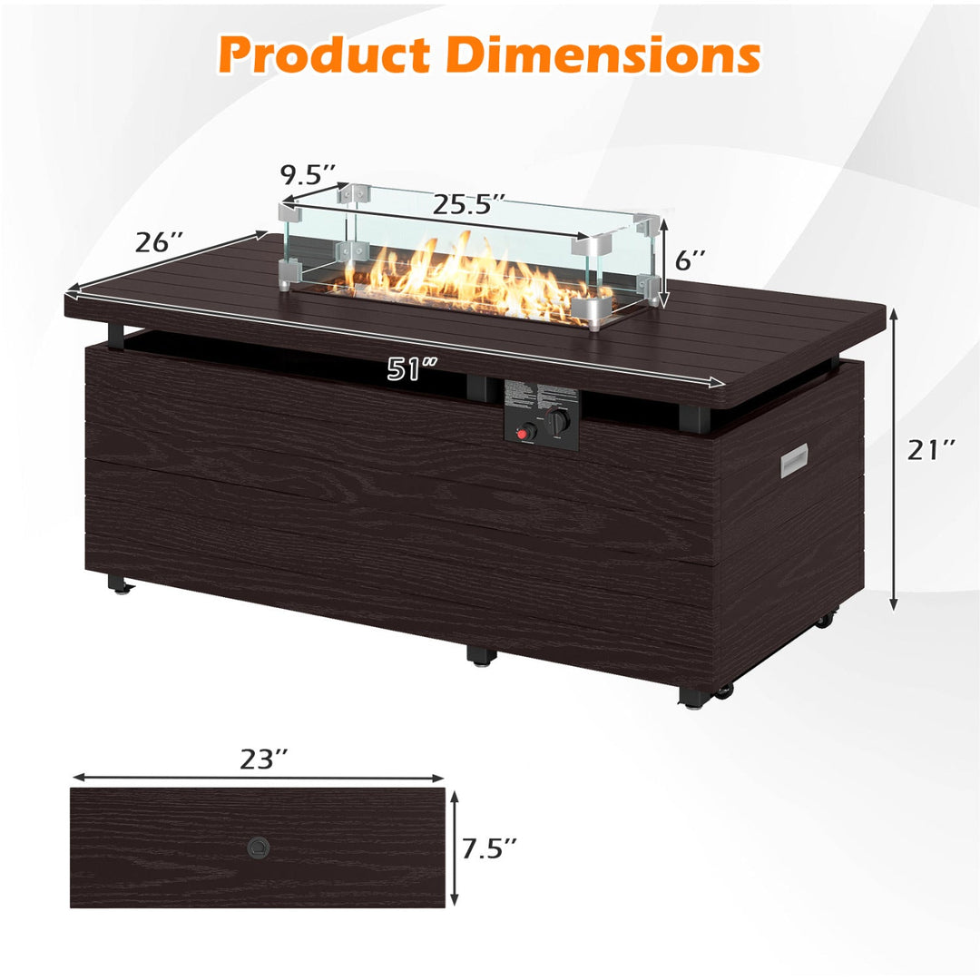 51-Inch Propane Fire Pit Table with 50,000 BTU Gas Burner