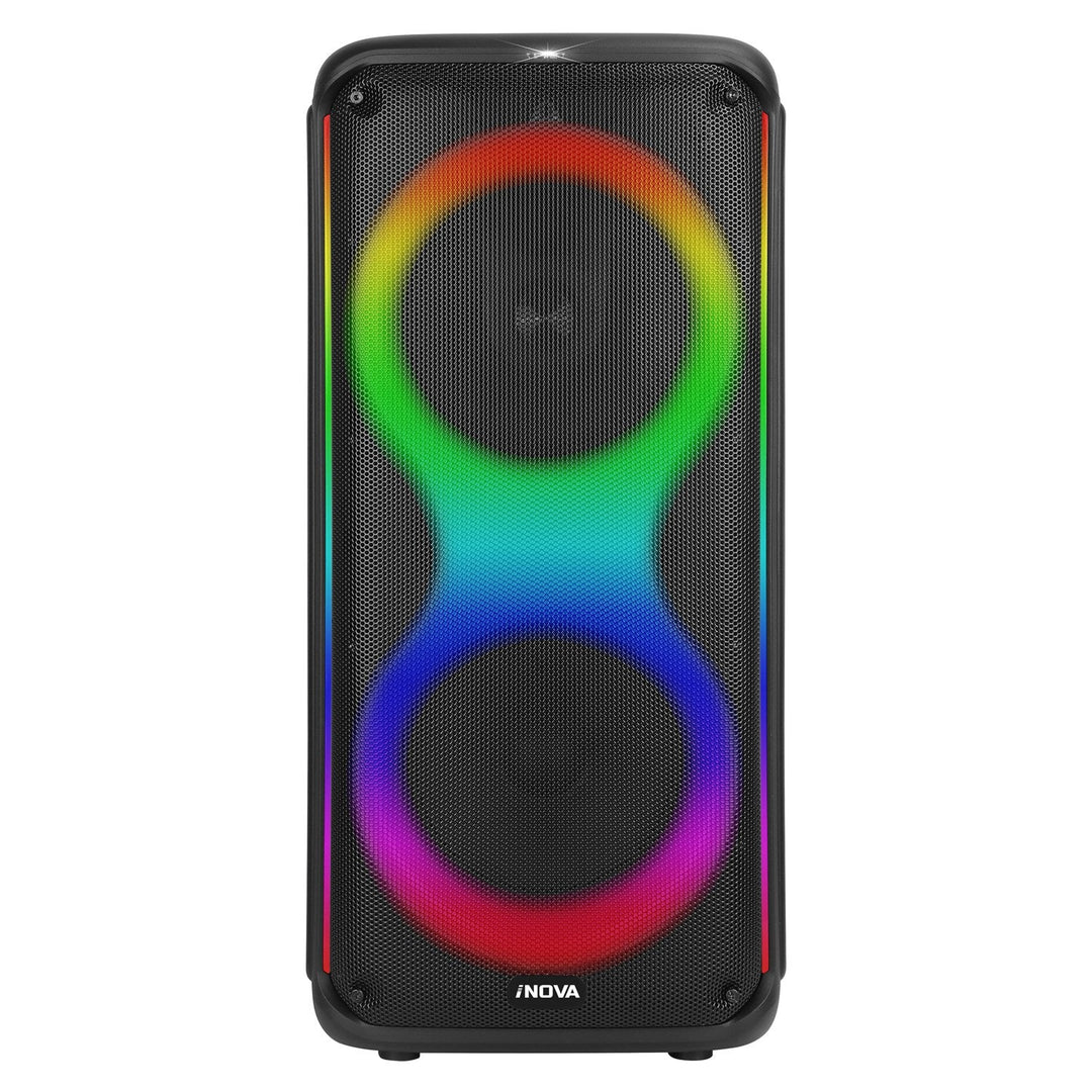 Portable Wireless Party Speaker with 7 Colorful Lights Remote Control Party Speaker with TWS Function FM Radio USB MMC Card Reading Aux In Recording F