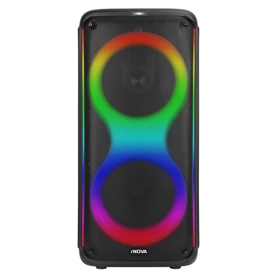 Portable Wireless Party Speaker with 7 Colorful Lights Remote Control Party Speaker with TWS Function FM Radio USB MMC Card Reading Aux In Recording F