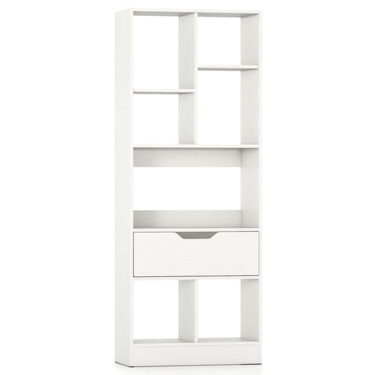 51inch Tall Freestanding Bookcase with Drawer 7-Cube Storage Organizer