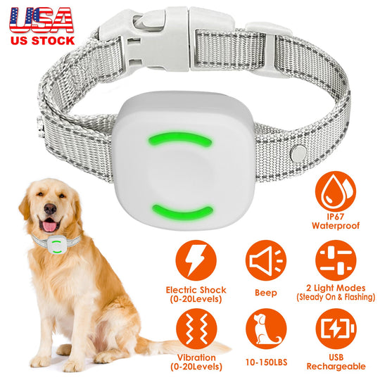 IP67 Waterproof Electric Dog Training Collar Rechargeable Dog Receiver with Light Beep Vibration Shock Fit for All Dogs 10-150LBS