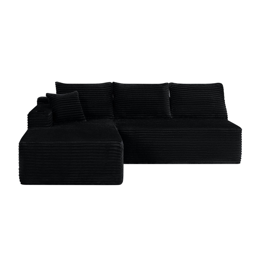 96" L-Shaped Sectional Sofa with Chaise in Plush Corduroy