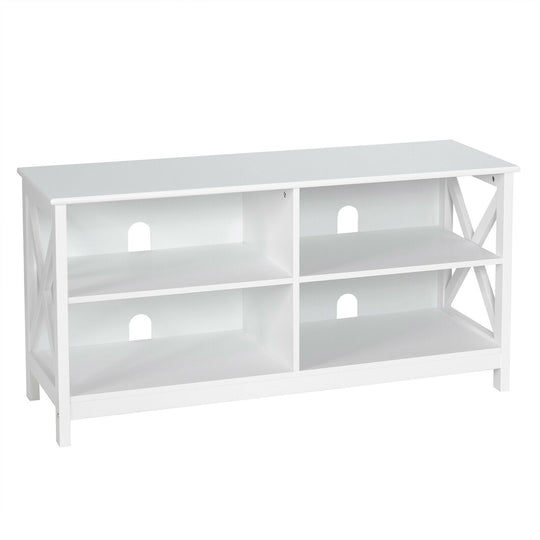 Wooden TV Stand Entertainment for TVs up to 55 Inch with X-Shaped Frame