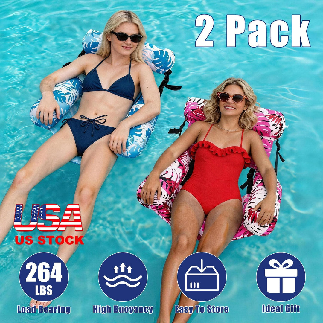 2 Pack Inflatable Pool Floats for Adult Inflatable Hammocks Floating Lounge Chairs for Party Summer Water Beach Lake Fun