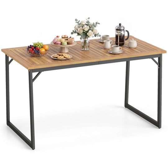 53" Acacia Wood Patio Dining Table with 1.97" Umbrella Hole for 6