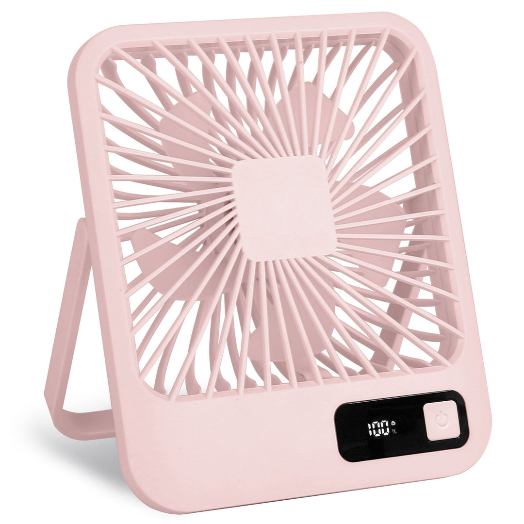 Mini Desktop Cooling Fan Rechargeable Battery Powered Personal Fan Speed Adjustment Strong Airflow Quiet Travel Fan with LCD Display for Home Office T
