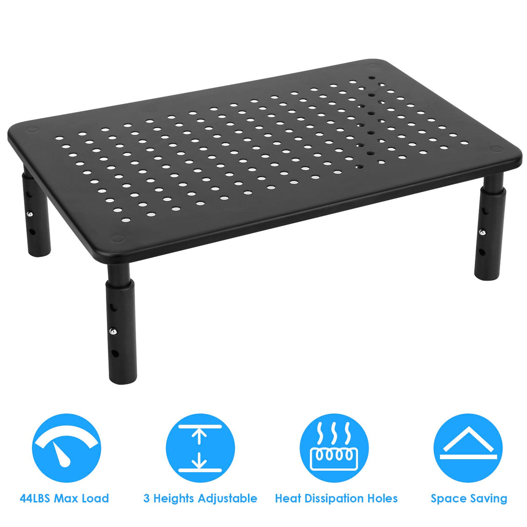 Monitor Stand Riser 3 Height Adjustable Desk Riser Organizer w/ Ventilation Holes For Desktop PC Laptop Printer