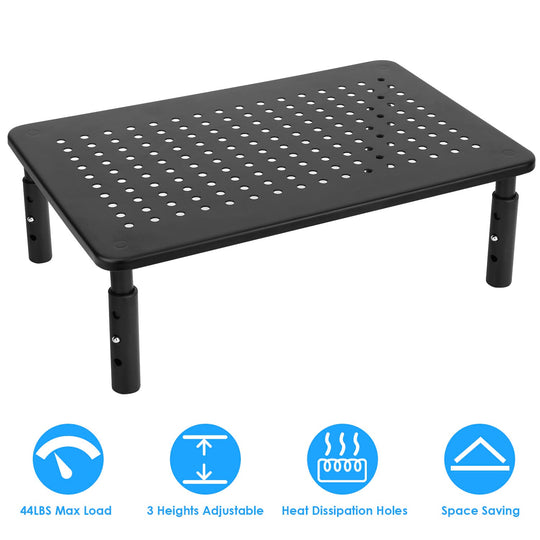 Monitor Stand Riser 3 Height Adjustable Desk Riser Organizer w/ Ventilation Holes For Desktop PC Laptop Printer