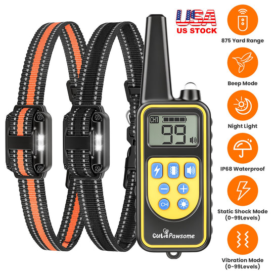 Rechargeable Dog Training Collar with Remote – 875 Yard Range