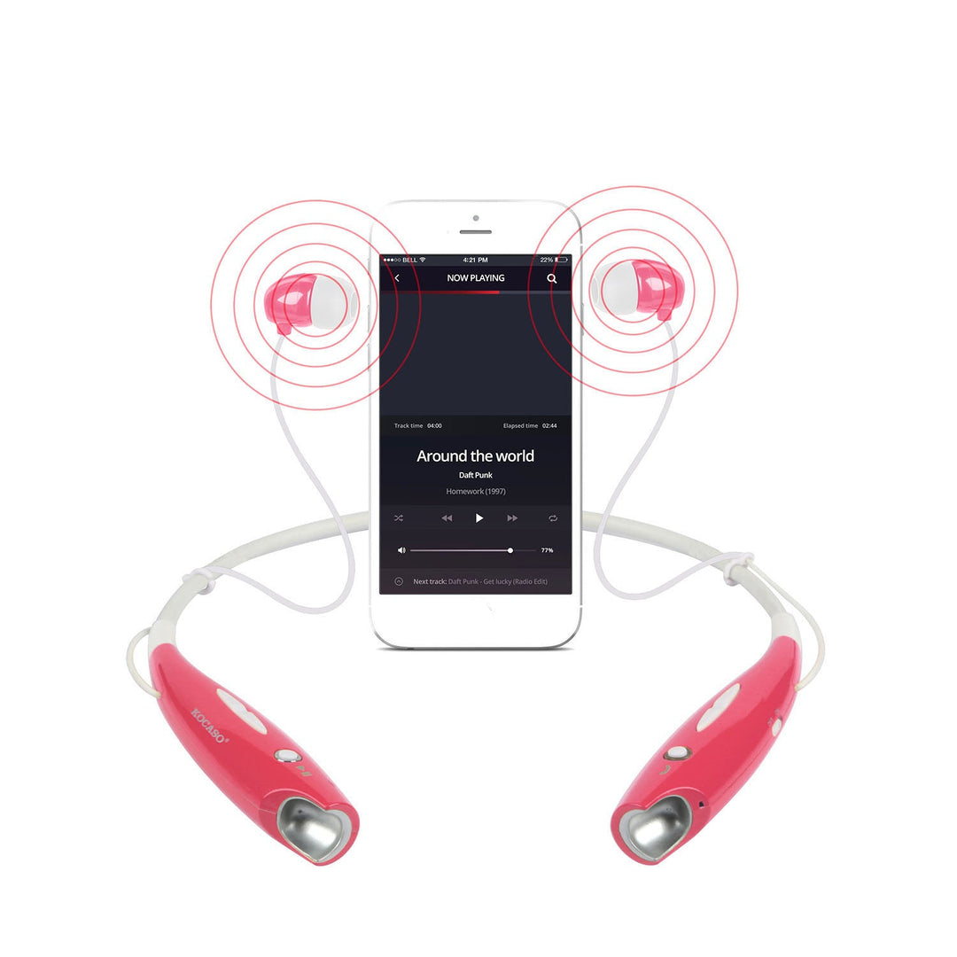 KOCASO Wireless Sports Stereo Hands Free Headset for Phone and Tablet