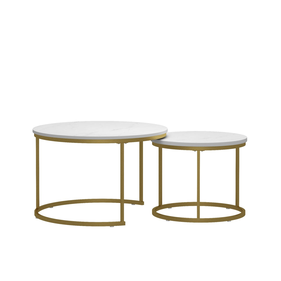 Nesting Coffee Table Set of 2 with Marble Pattern Tops