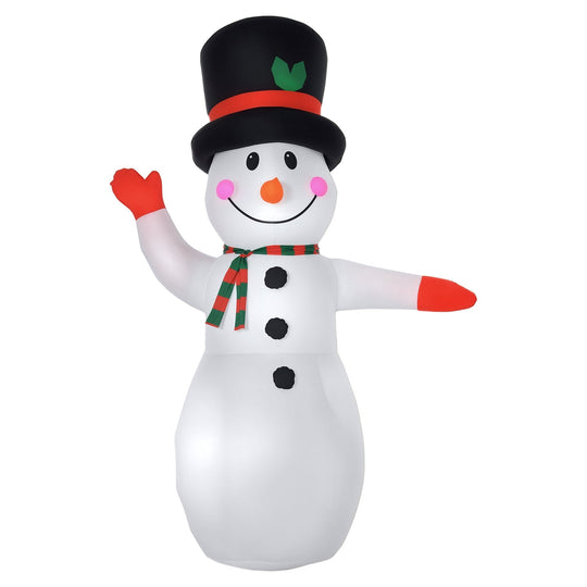 8FT Inflatable Waving Snowman with LED Lights & Built-In Fan