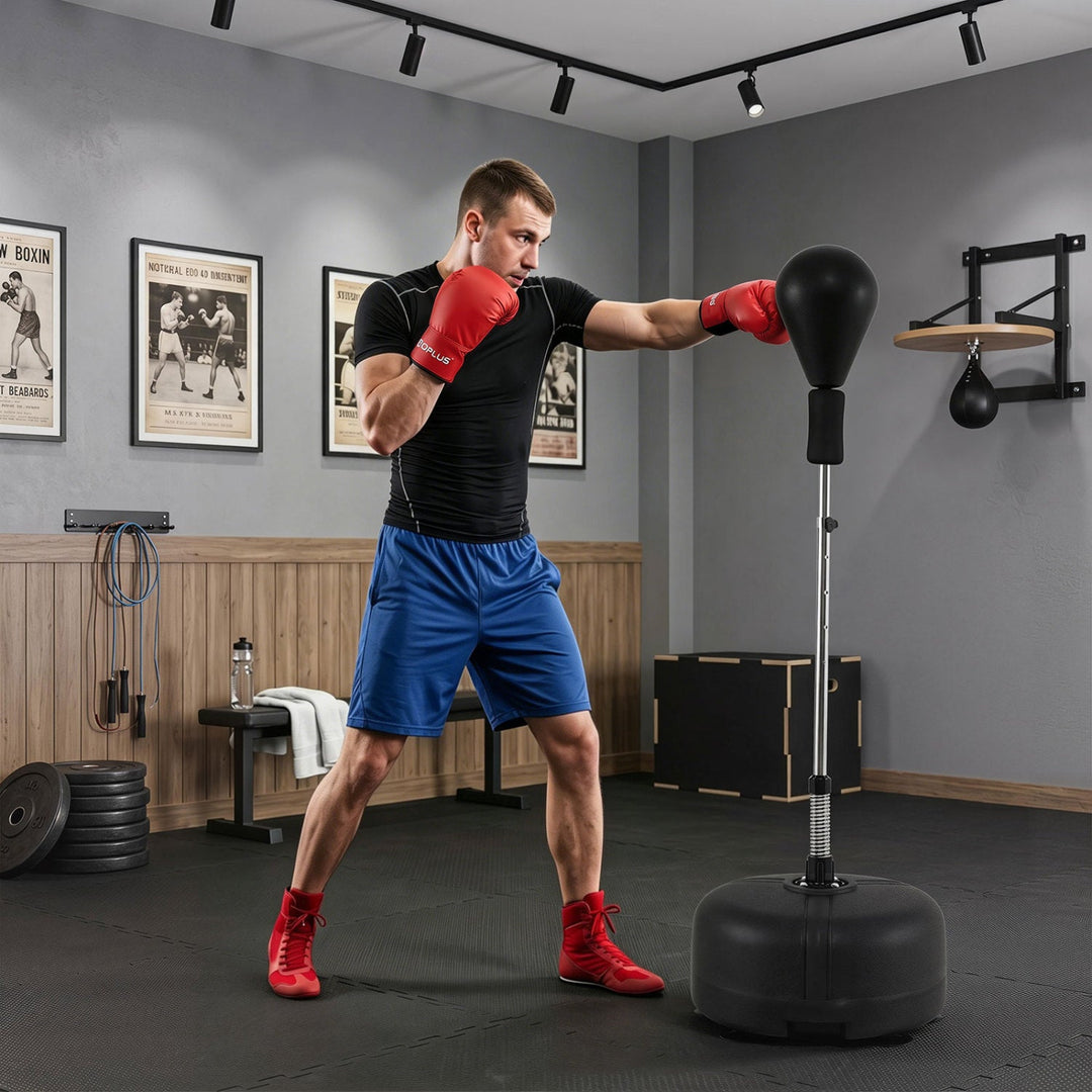 Height Adjustable Punching Bag with Stand for Teens & Adults