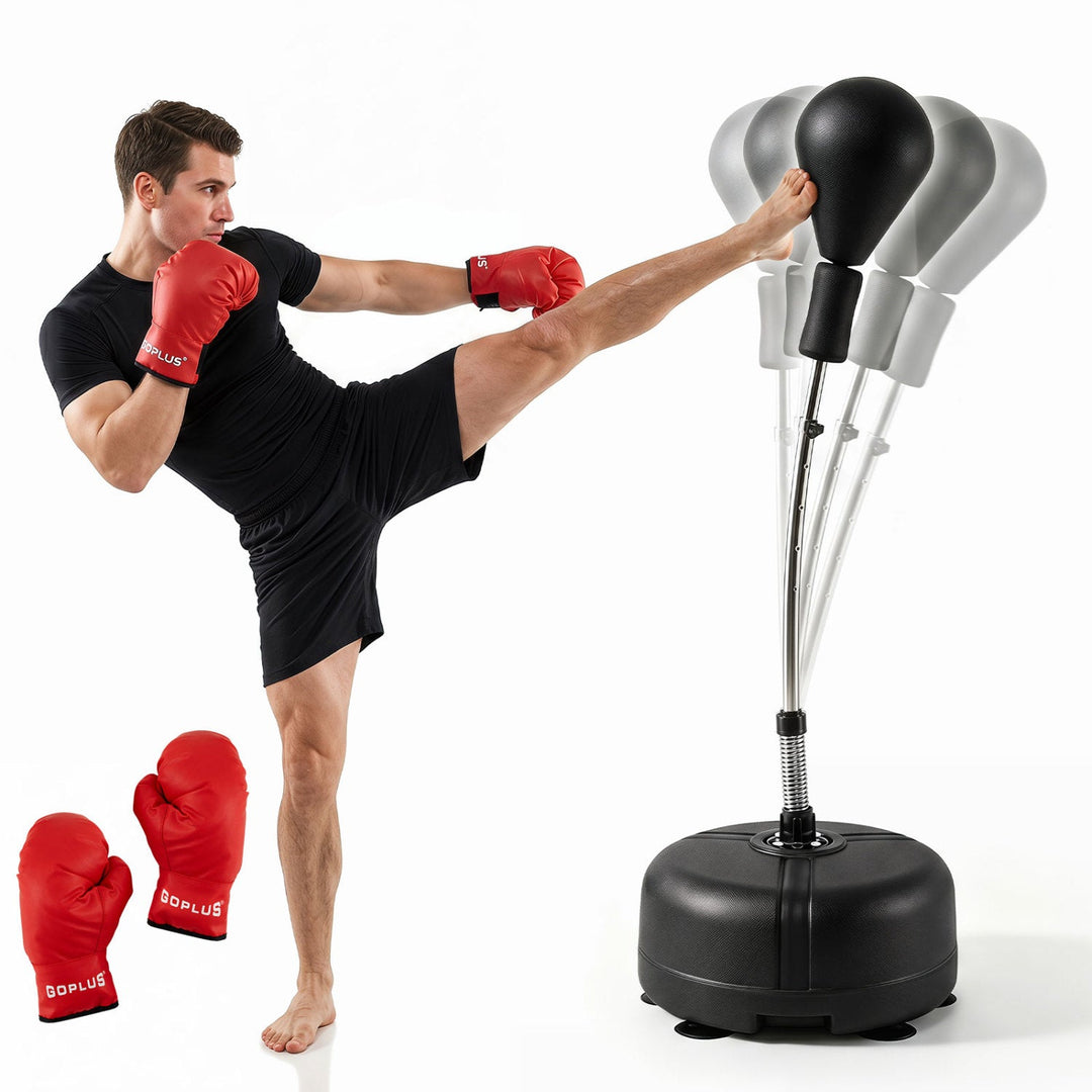 Height Adjustable Punching Bag with Stand for Teens & Adults